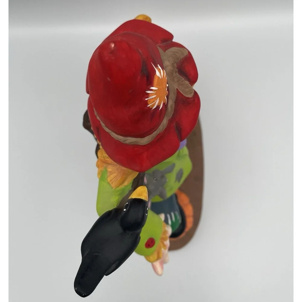 Hand Painted Ceramic Scarecrow Pumpkin Jack-O-Lantern Halloween Fall Decor 11.5